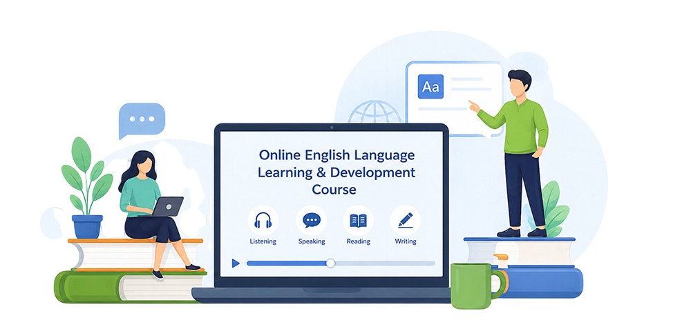 Online English Language Learning and Development Course illustration